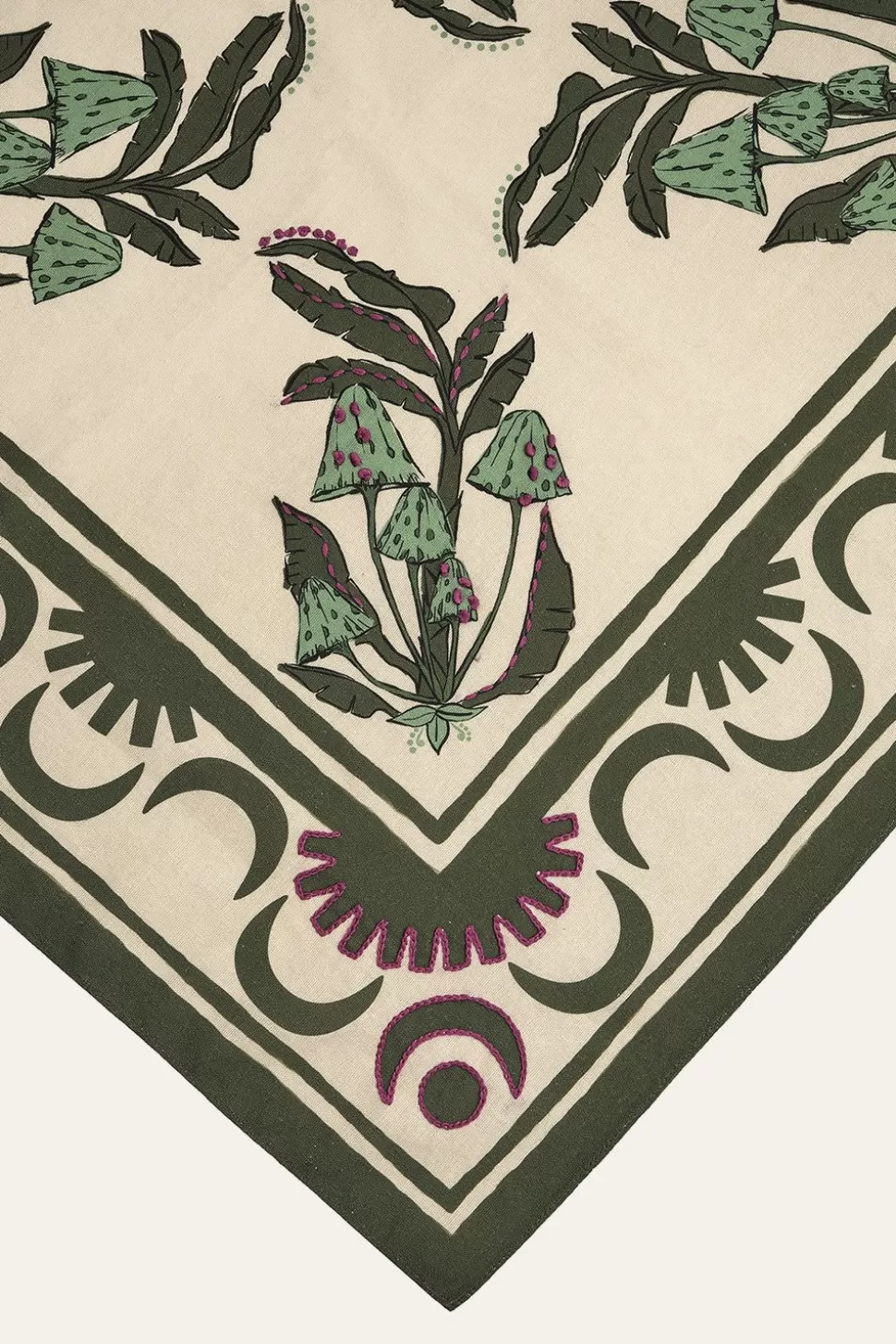 Johanna Ortiz Table Linens | Secret Life Of Funghi Cloth Napkins In Green Set Of 4