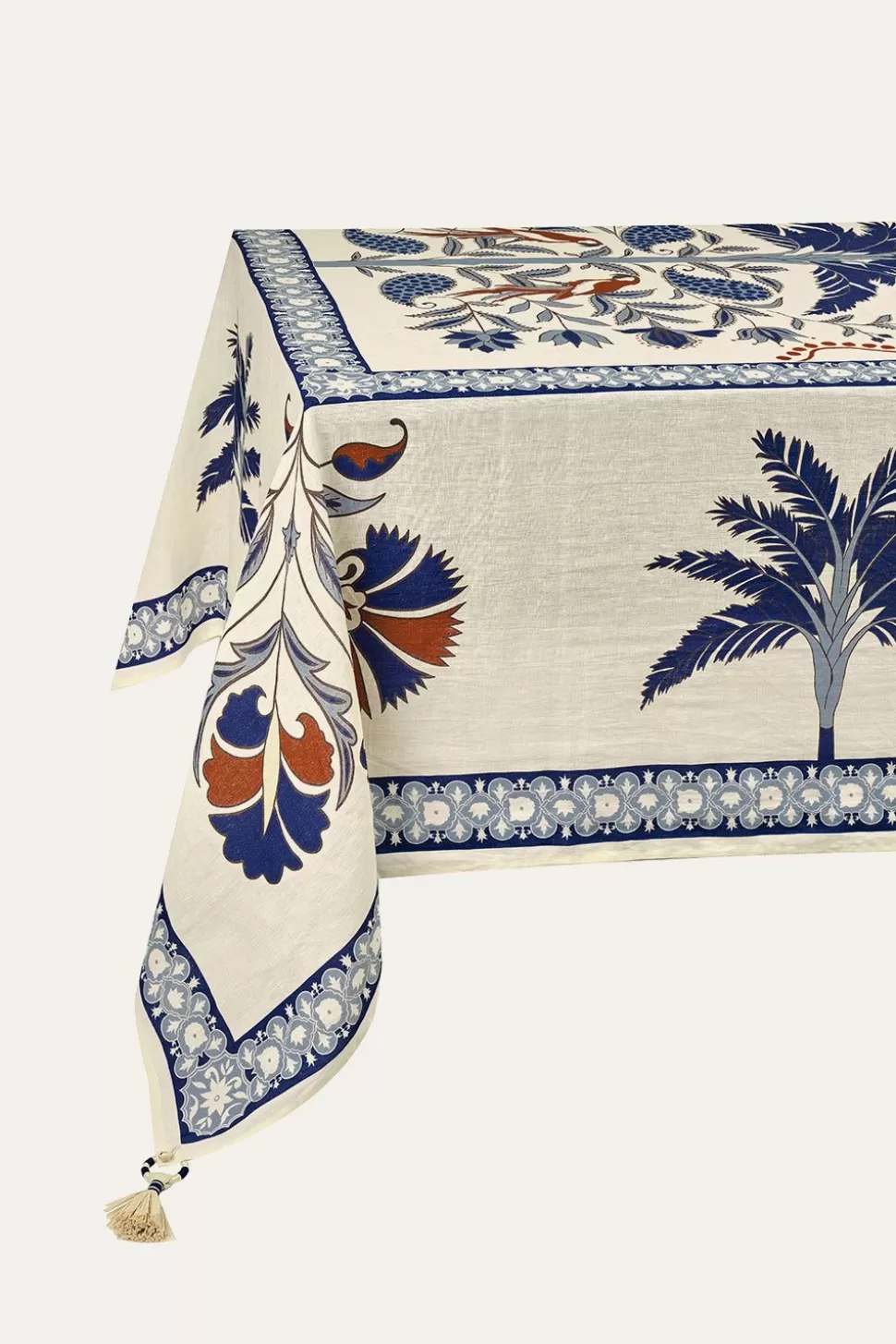 Johanna Ortiz Table Linens | Suzani Amazonico Rectangular Tablecloth In Blue